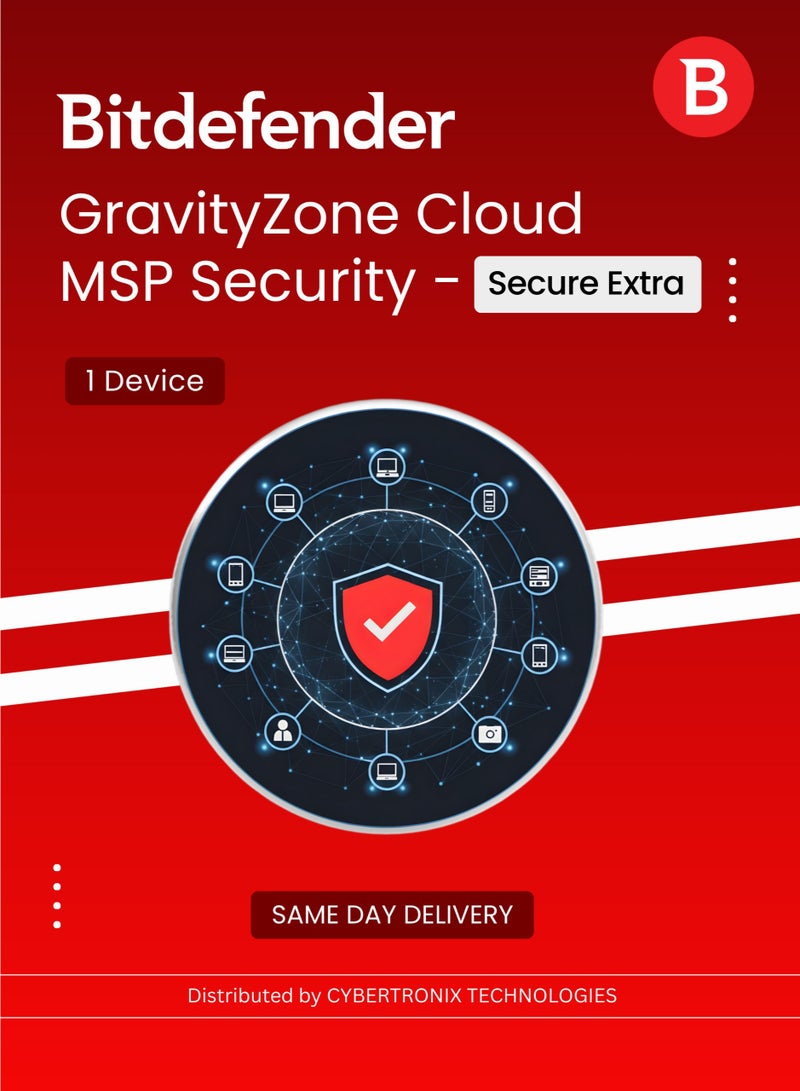 Bitdefender GravityZone Cloud MSP Security - Secure Extra 1 Device for 1 Year | Digital License | SAME DAY DELIVERY